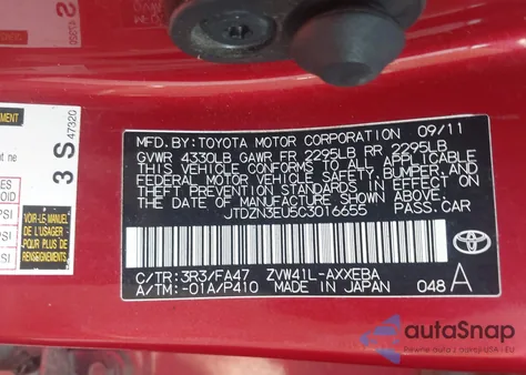 2012 Toyota Prius V Two z USA, uszkodzony, nr VIN JTDZN3EU5C3016655